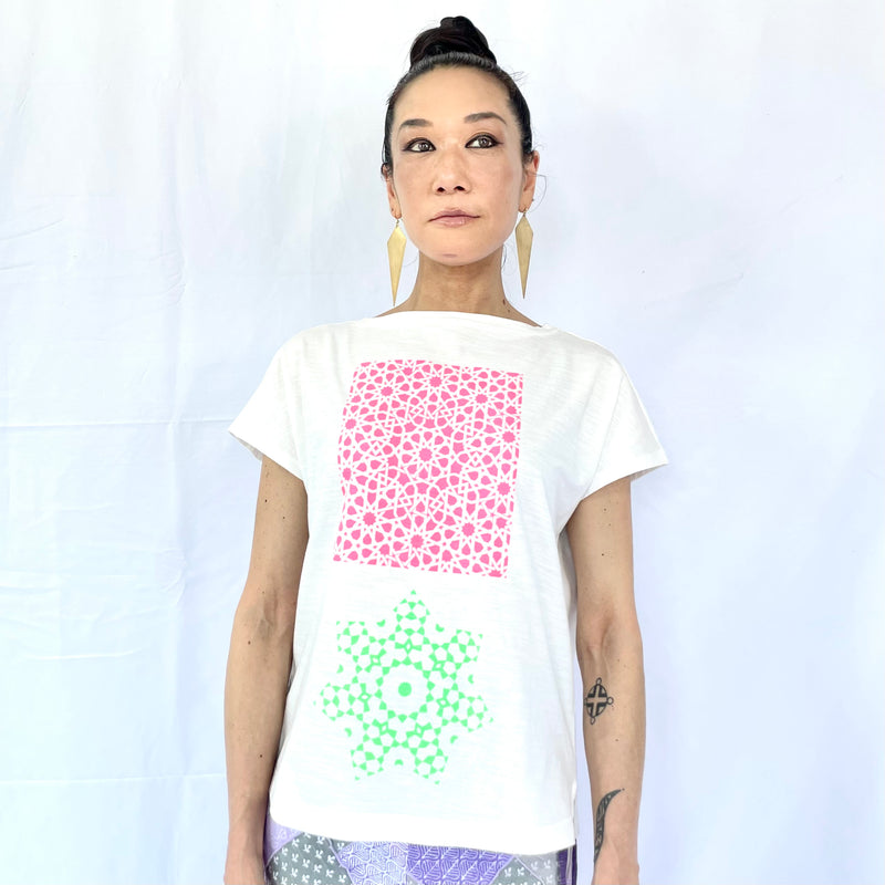 CICADA／Isramic Pattern フレンチスリーブ T-Shirt  (M)