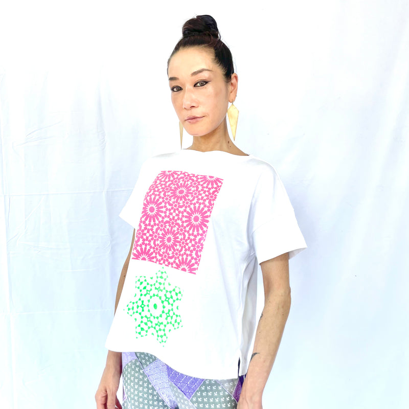 CICADA／Islamic Pattern ボートネック T-shirt (ML)