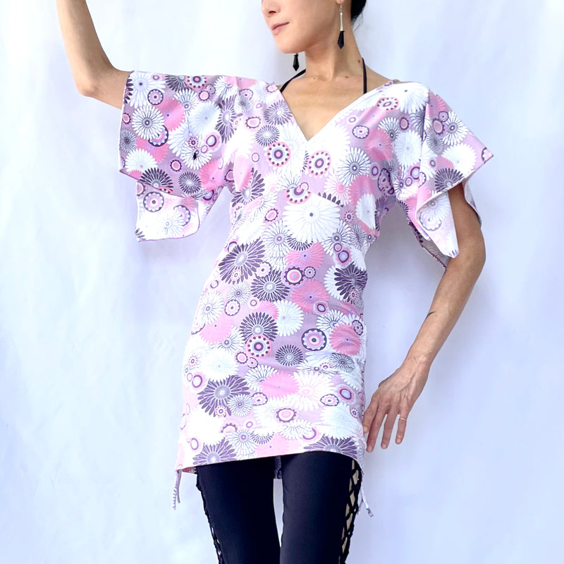 HIKARI／SALE／Daisy Print Kimono Mini Dress