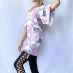 HIKARI／SALE／Daisy Print Kimono Mini Dress