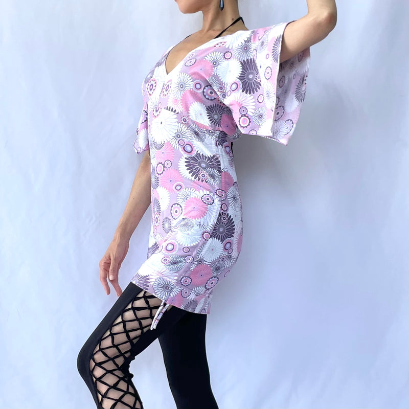 HIKARI／SALE／Daisy Print Kimono Mini Dress