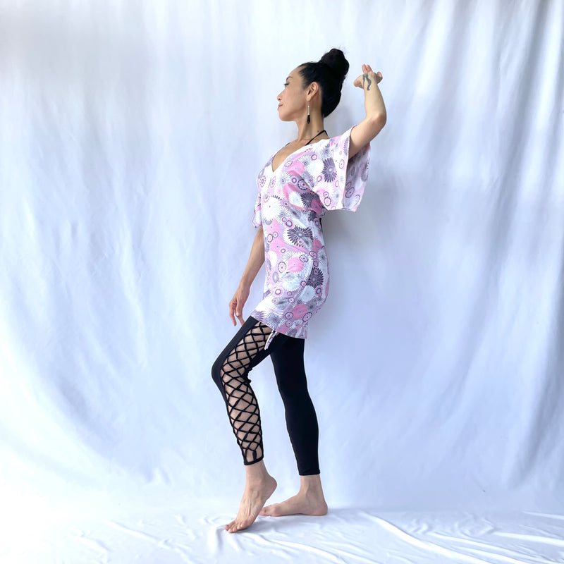 HIKARI／SALE／Daisy Print Kimono Mini Dress