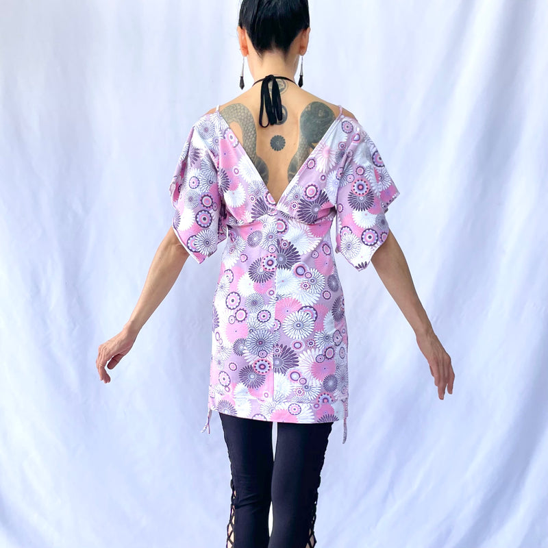 HIKARI／SALE／Daisy Print Kimono Mini Dress