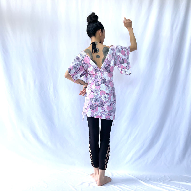 HIKARI／SALE／Daisy Print Kimono Mini Dress