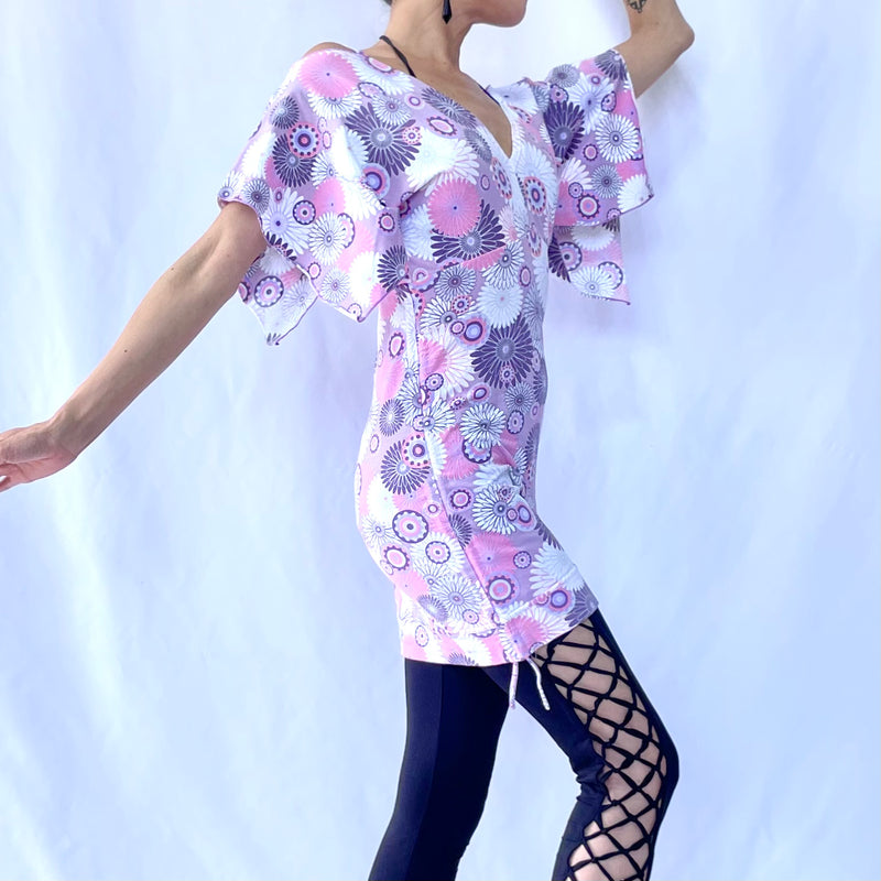 HIKARI／SALE／Daisy Print Kimono Mini Dress